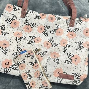 Gently used Berteau & Co tote with matching pen pouch